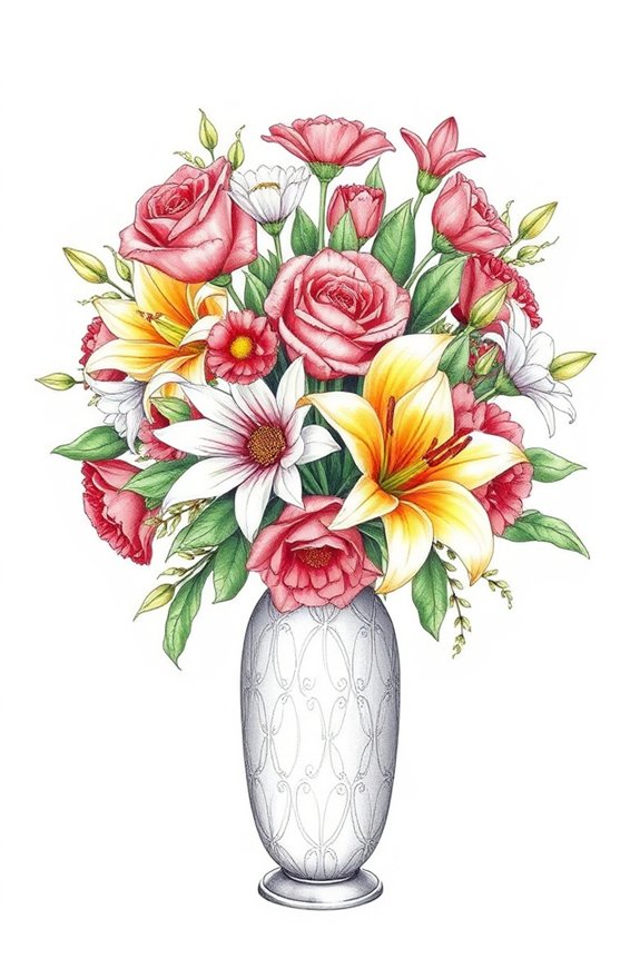 floral arrangement drawing project