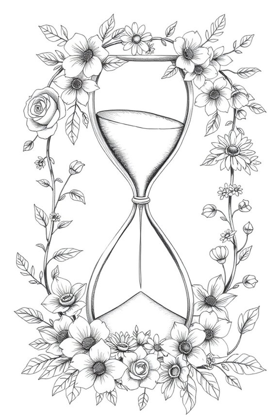 floral hourglass drawing project