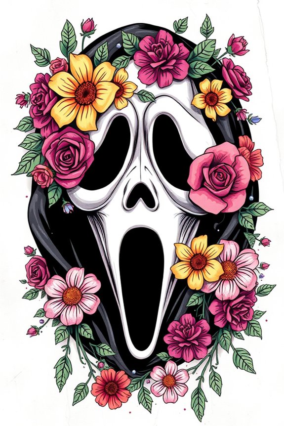 floral scream mask design