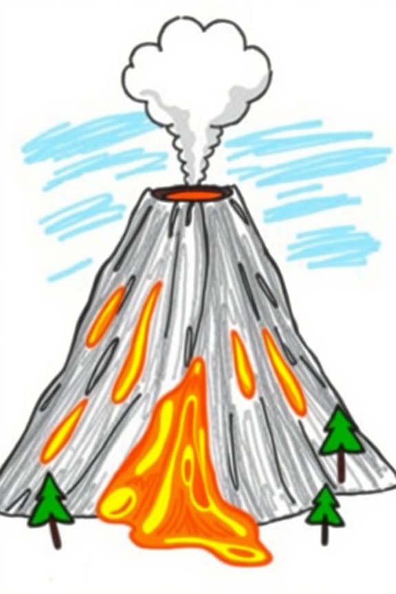 fun beginner volcano drawing