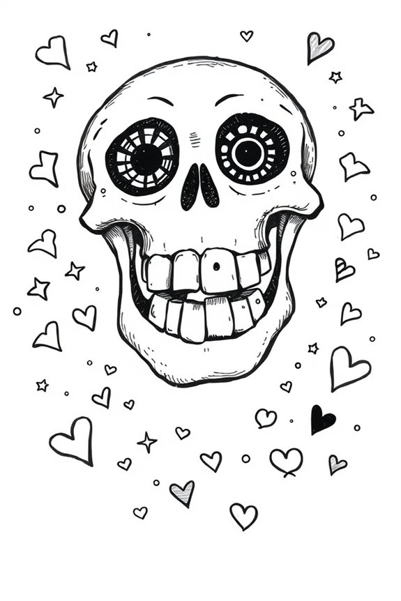 fun whimsical skeleton doodle