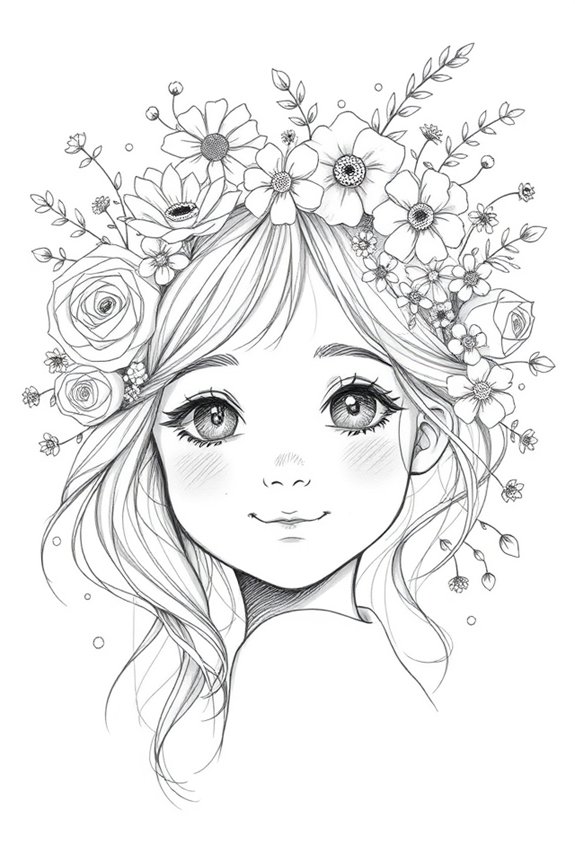 girl s face with flowers