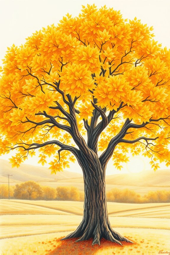 golden tree color pencil