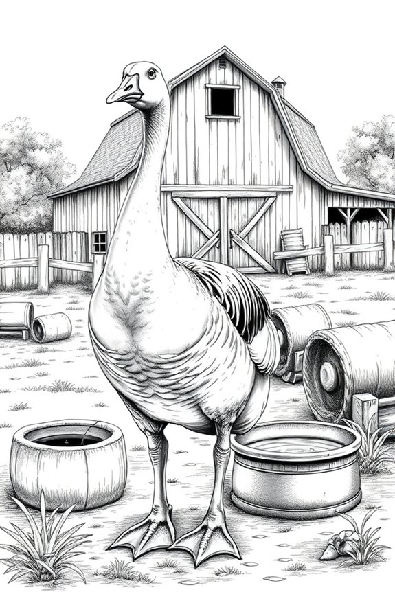 goose drawing on farm
