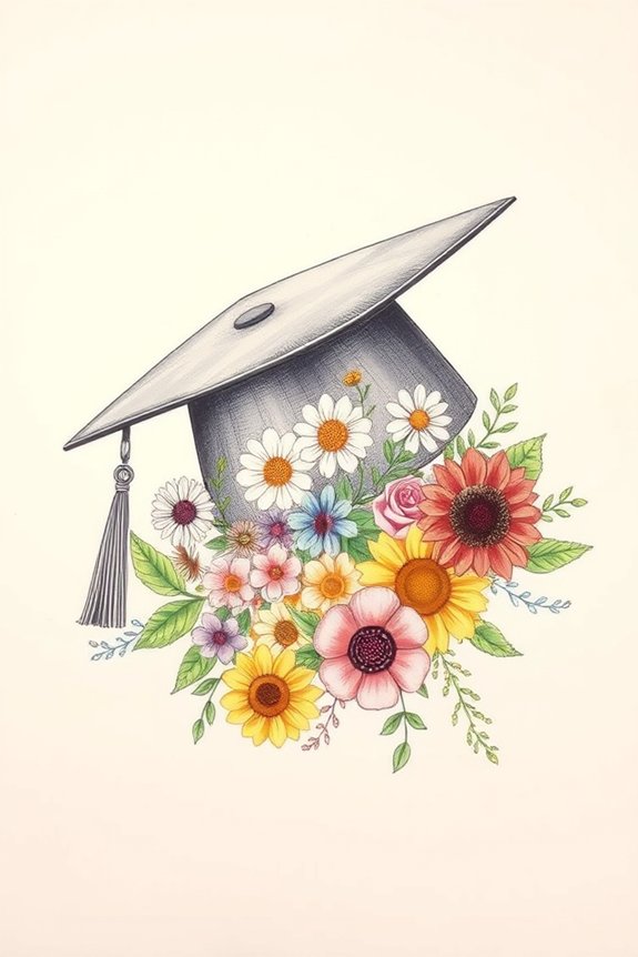 graduation hat flower art