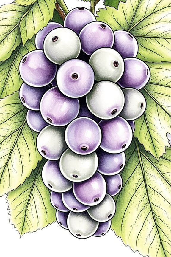 grapes and leaves drawing