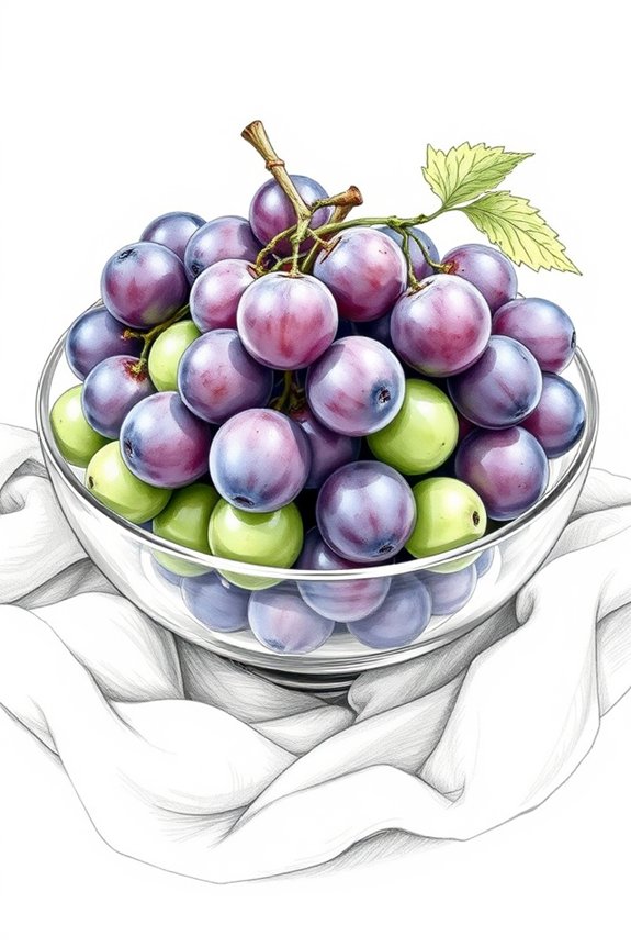 grapes bowl drawing project