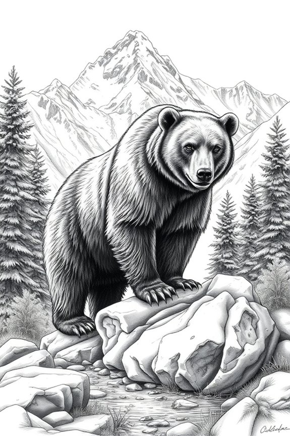 grizzly bear mountain drawing