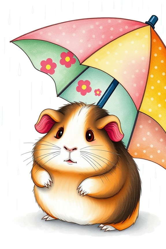 guinea pig under umbrella