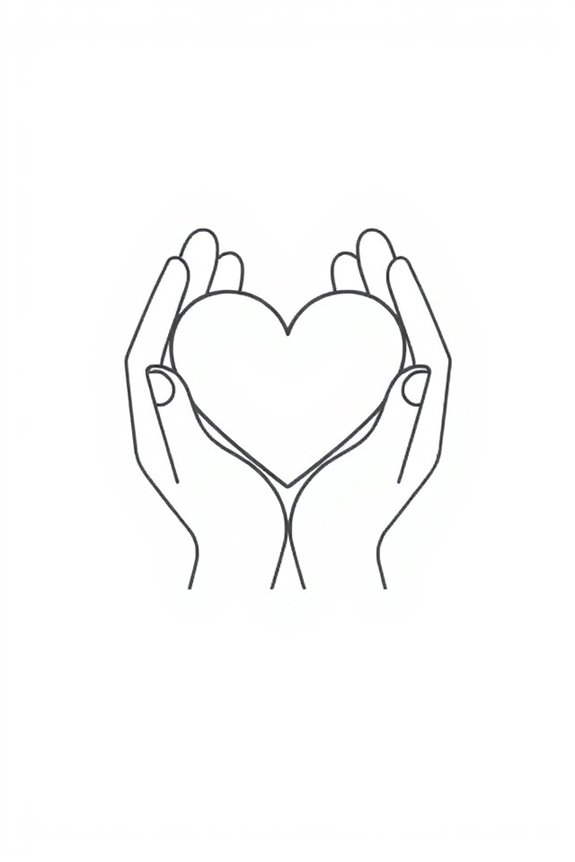 hands holding heart drawing