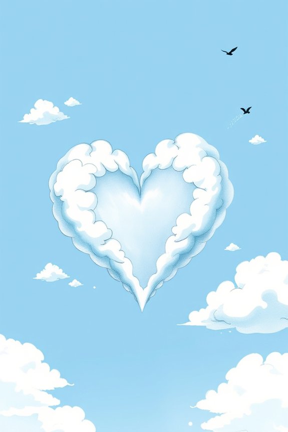 heart among fluffy clouds