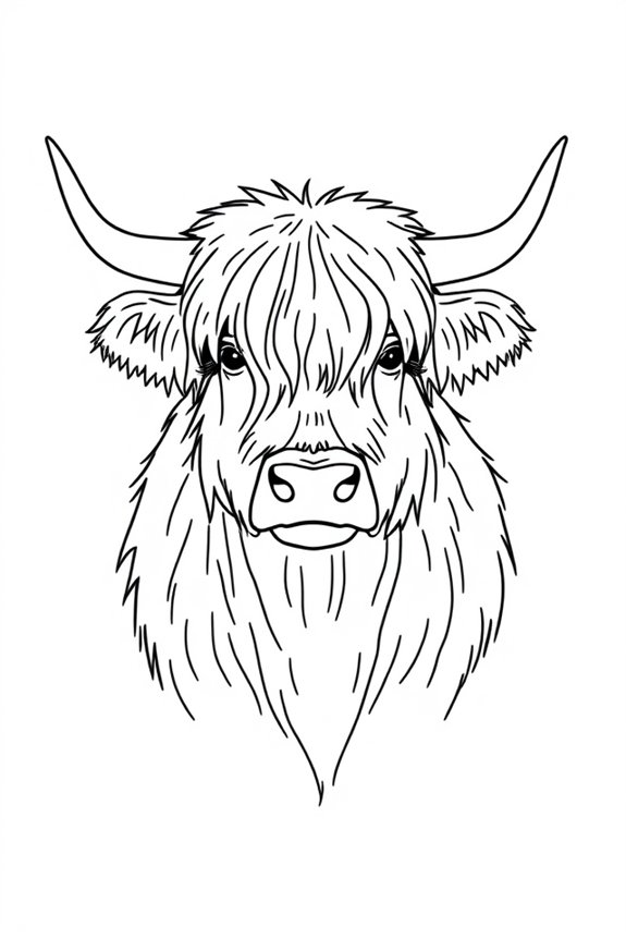 highland cow line drawing