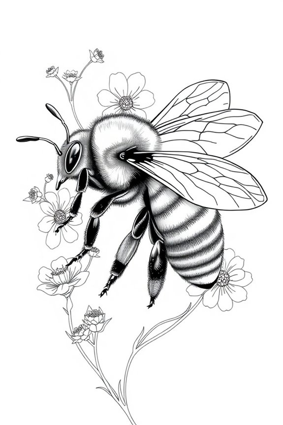 honey bee line drawing