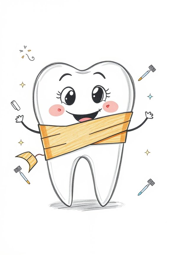 humorous tooth bandage sketch