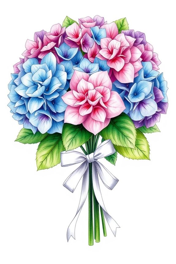 hydrangea bouquet drawing project