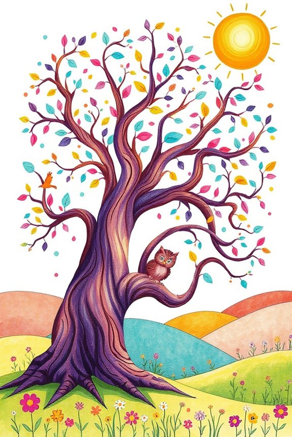 imaginative colorful tree art