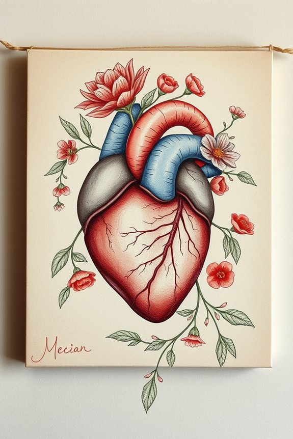 intricate anatomical heart art