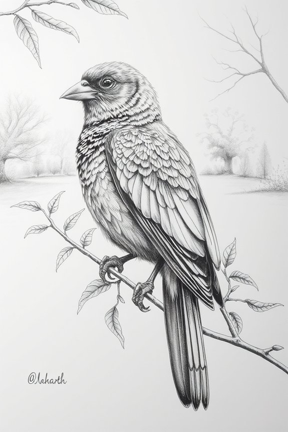 intricate avian drawing project