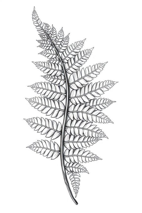 intricate fern line drawing