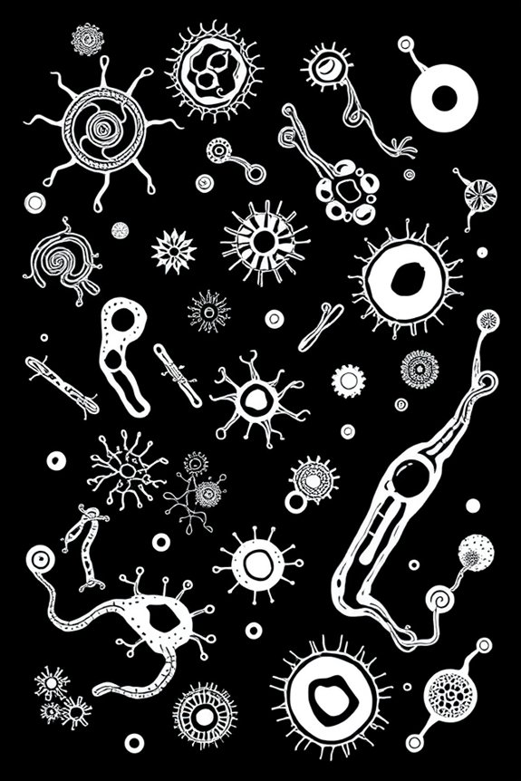 intricate monoline bacteria art