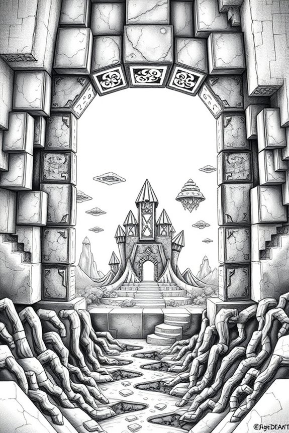 intricate nether portal drawing