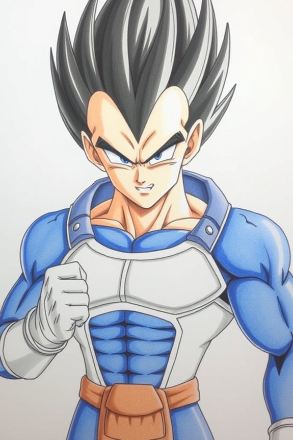 intricate vegeta character drawing