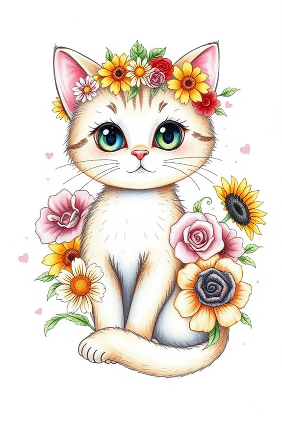 kitty wearing flower crown