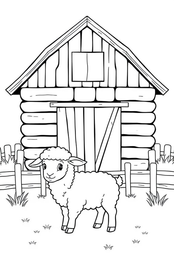 lamb and barn illustration project
