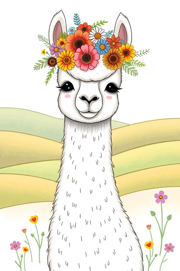 llama with flower crown