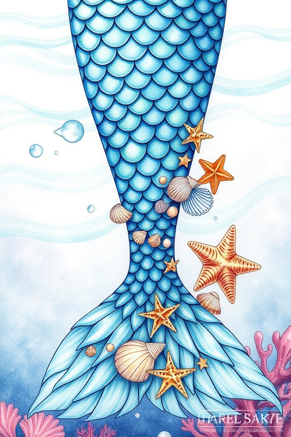 mermaid tail seashell design