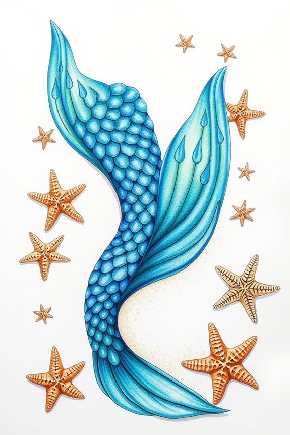 mermaid tail with starfish