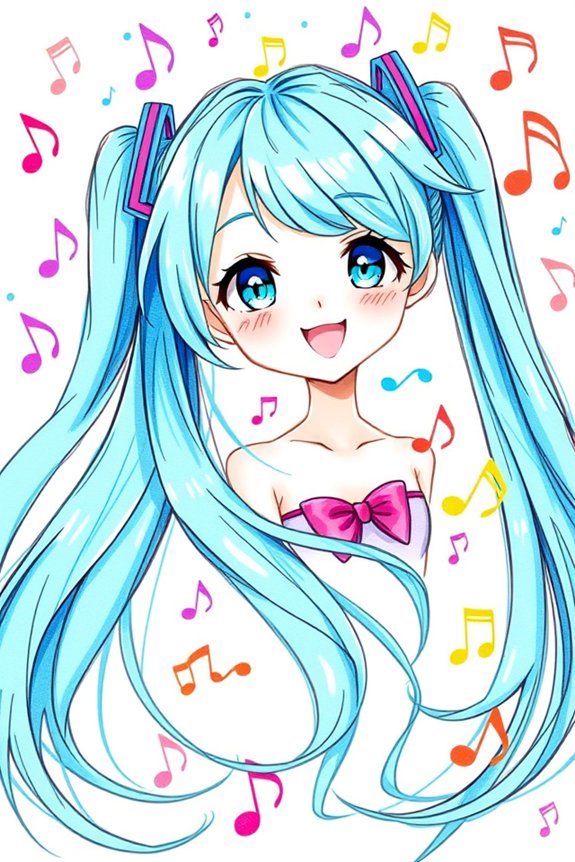 miku surrounded by music
