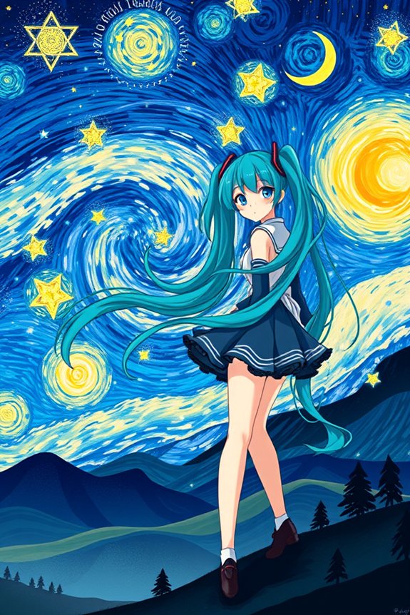 miku under starry sky