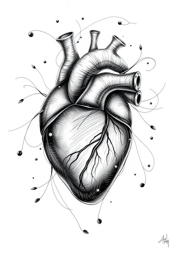 minimalist black and white heart