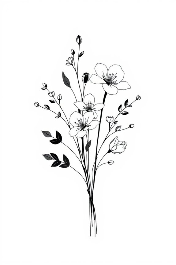 minimalist bouquet drawing project