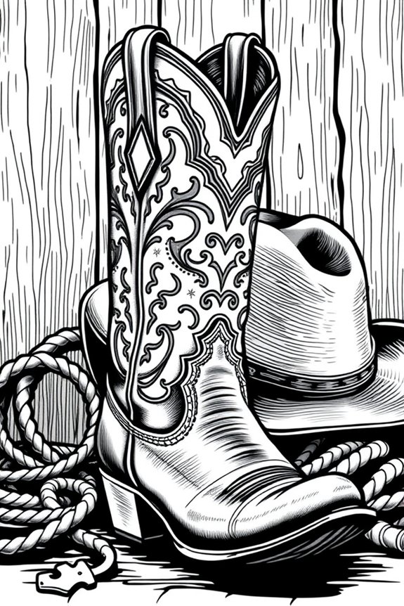 minimalist cowboy boot art