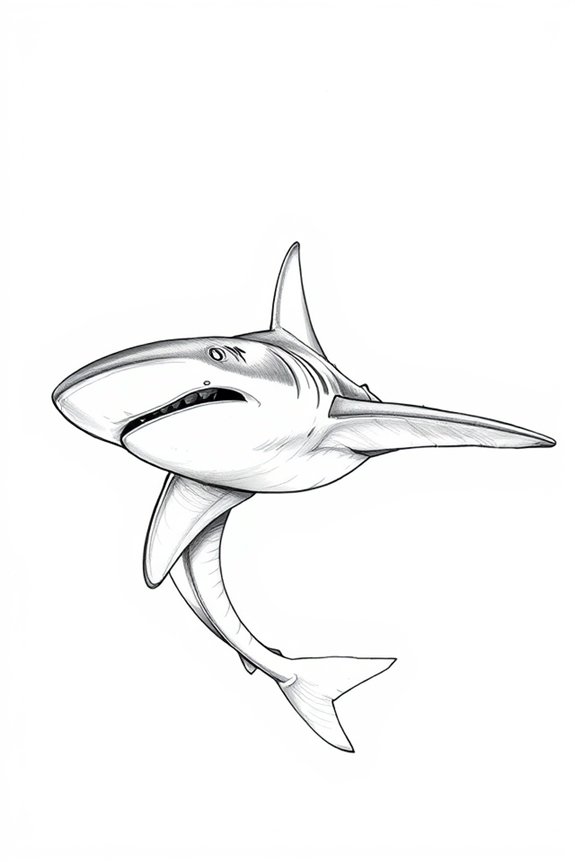 minimalist hammerhead shark sketch