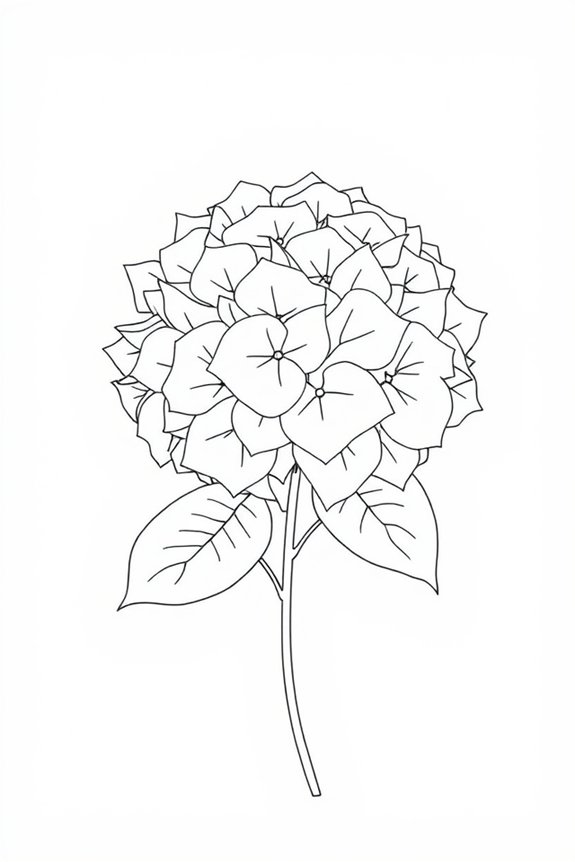 minimalist hydrangea drawing project