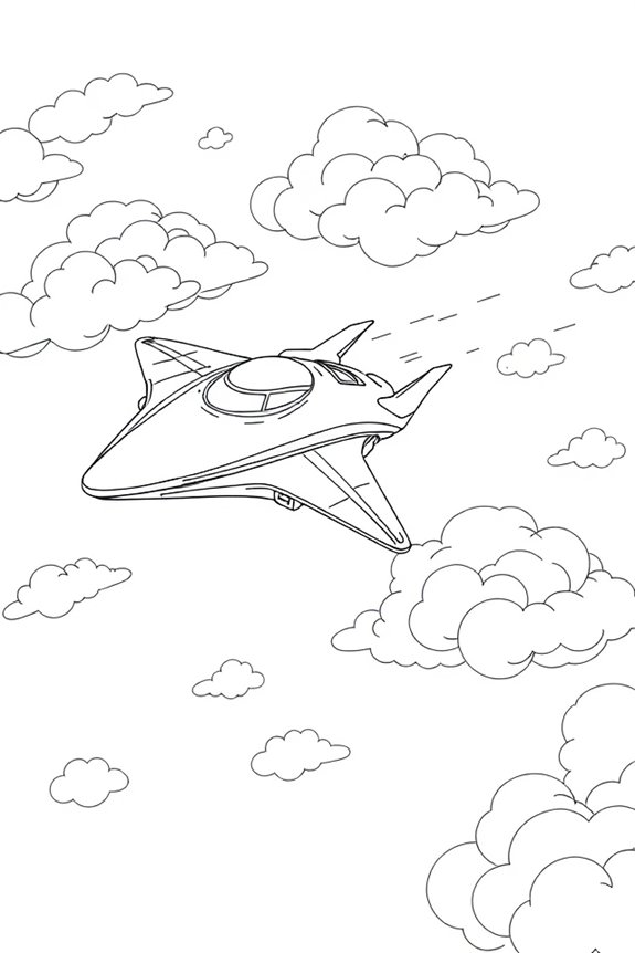 minimalist monoline spaceship art