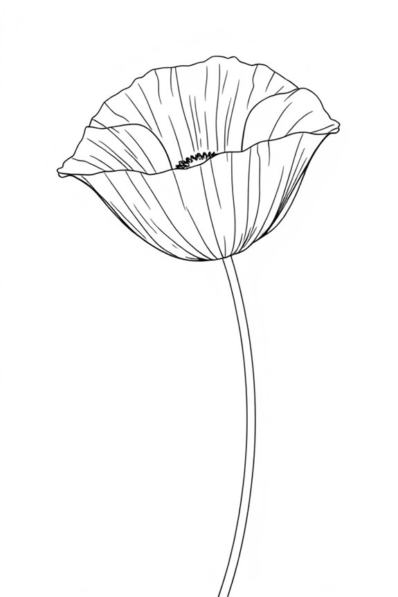 minimalist poppy flower drawing