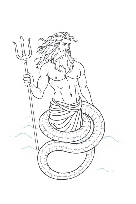 minimalist poseidon serpent illustration
