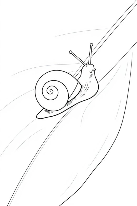 minimalist snail leaf drawing
