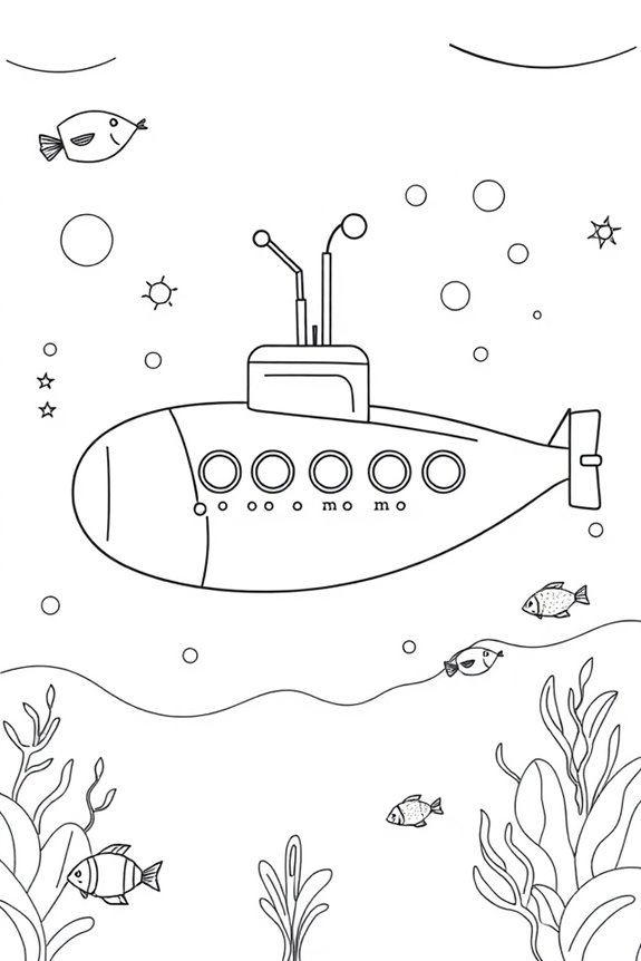 minimalist submarine line art