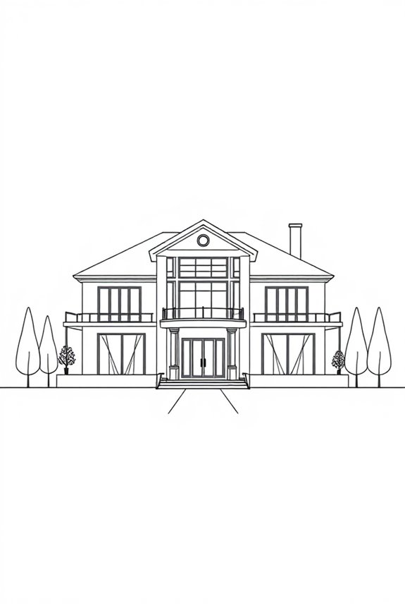 minimalistic monoline mansion drawing