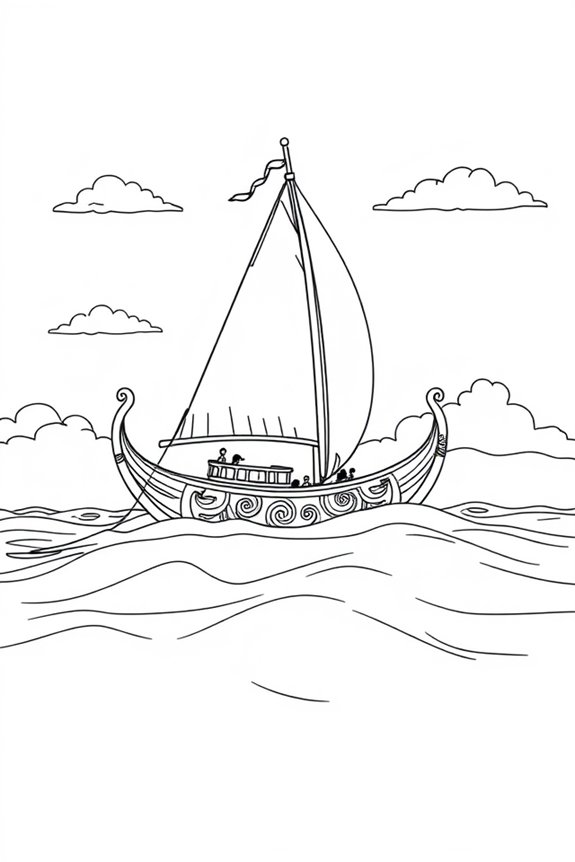 moana s boat line drawing