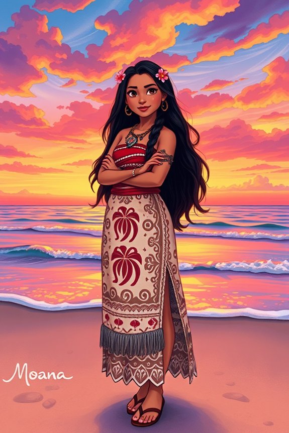 moana vibrant dress drawing