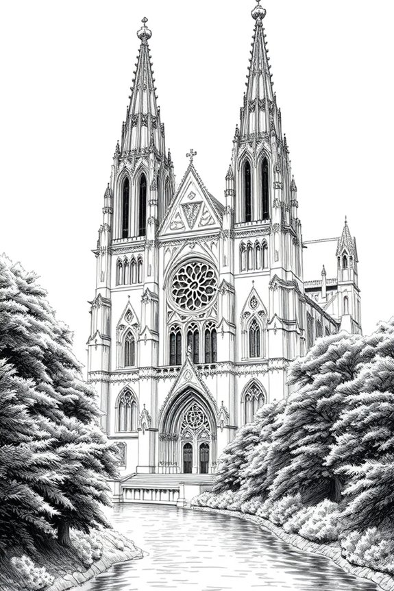 monochromatic architectural illustration project