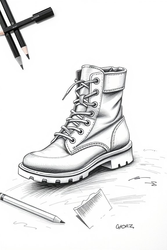 monochrome boot drawing project