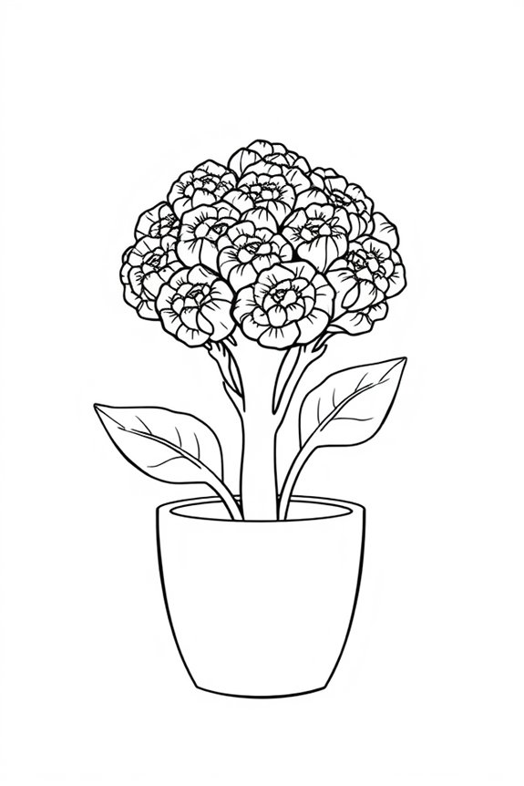 monoline broccoli pot drawing