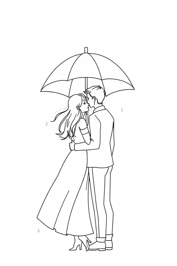 monoline couple umbrella drawing